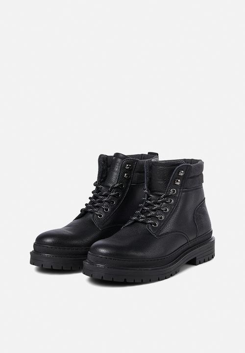 Jack & Jones - Defence leather boot - black
