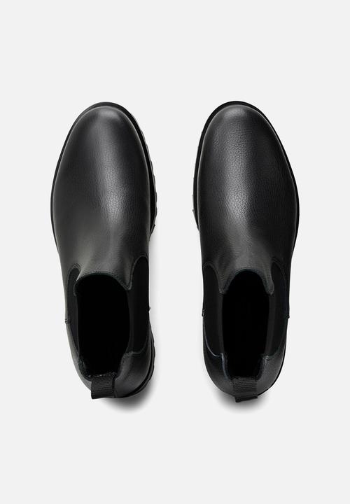 Jack & Jones - Mannus leather chelsea boot - black