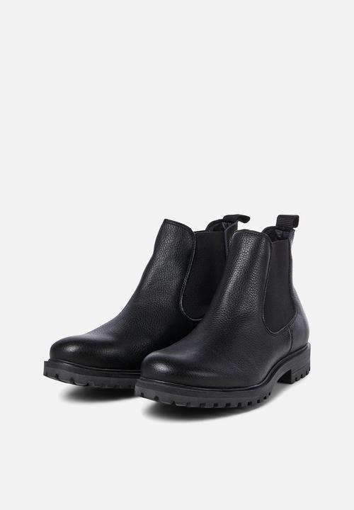 Jack & Jones - Mannus leather chelsea boot - black