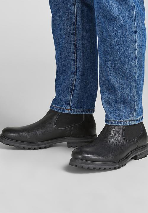 Jack & Jones - Mannus leather chelsea boot - black