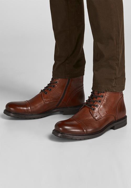 Jack & Jones - Shelby leather boot - cognac