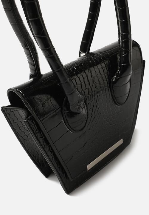 Trendyol - Faux croc trapeze shoulder bag -  black