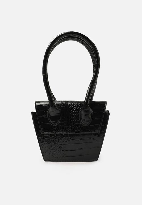 Trendyol - Faux croc trapeze shoulder bag -  black