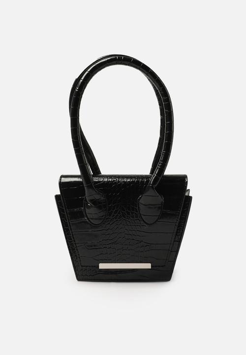 Trendyol - Faux croc trapeze shoulder bag -  black