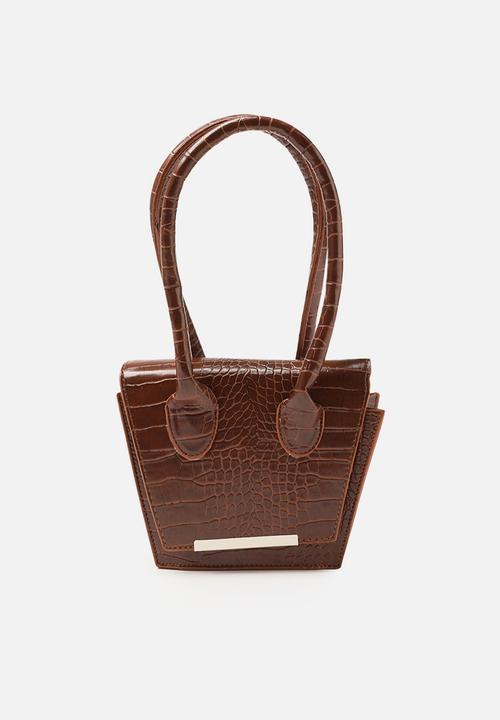 Trendyol - Faux croc trapeze shoulder bag - tobacco