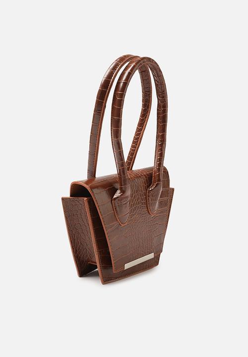 Trendyol - Faux croc trapeze shoulder bag - tobacco