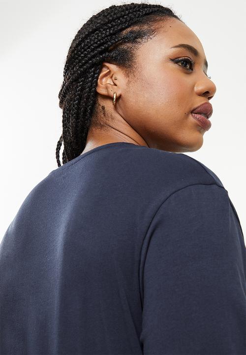 POLO - Plus wmn long sleeve logo tee - navy