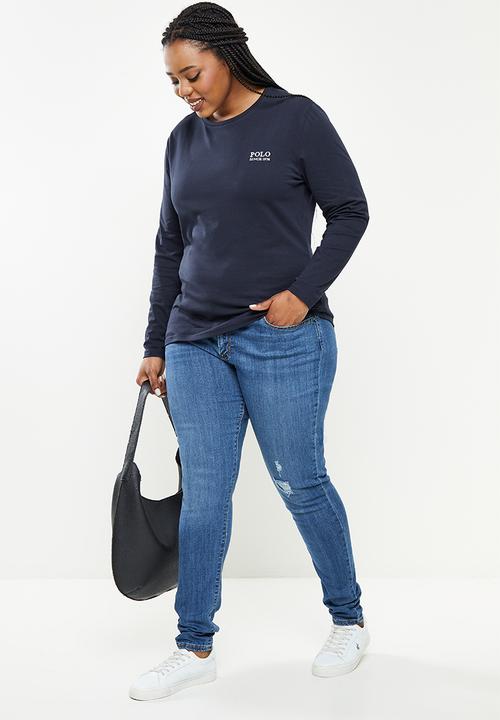 POLO - Plus wmn long sleeve logo tee - navy
