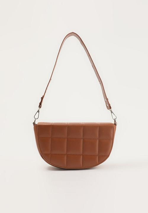 Trendyol - Square quilt half moon shoulder bag - tobacco