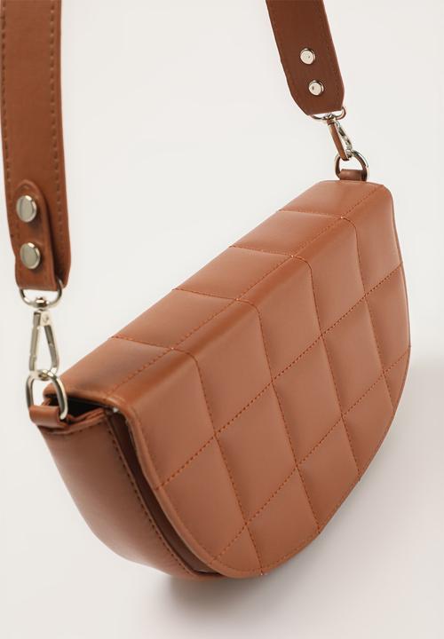 Trendyol - Square quilt half moon shoulder bag - tobacco