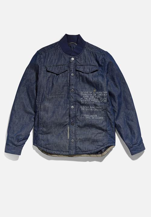 G-STAR - Bomber collar overshirt - rinsed