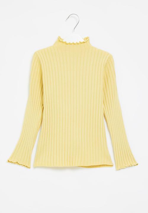 Pop Candy - Girls lettuce turtle neck - yellow
