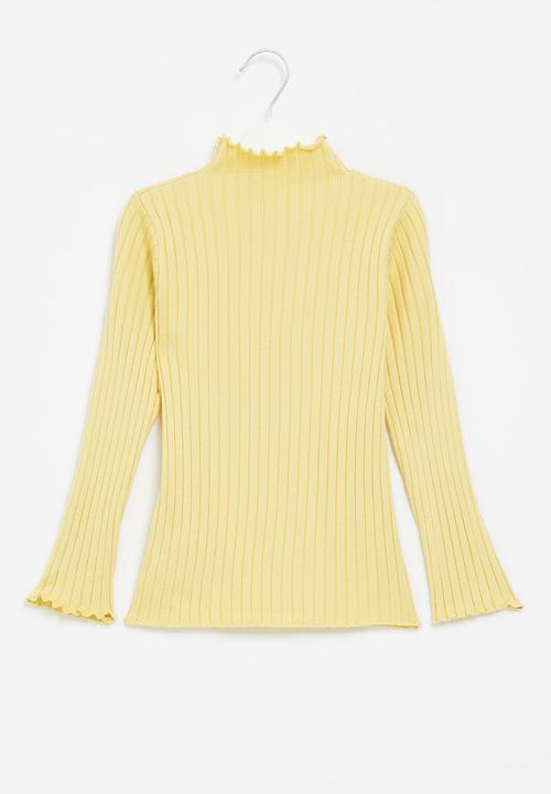 Pop Candy - Girls lettuce turtle neck - yellow