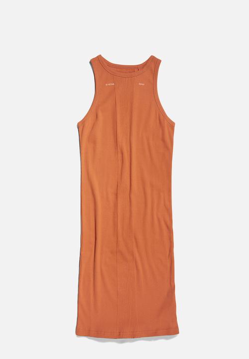G-STAR - Engineered rib tank dress - burned orange