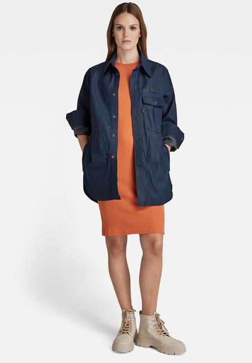 G-STAR - Engineered rib tank dress - burned orange