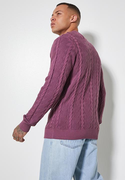 Superbalist - Regular fit cable knit - purple