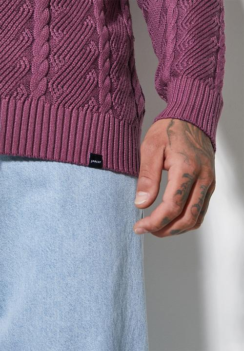 Superbalist - Regular fit cable knit - purple