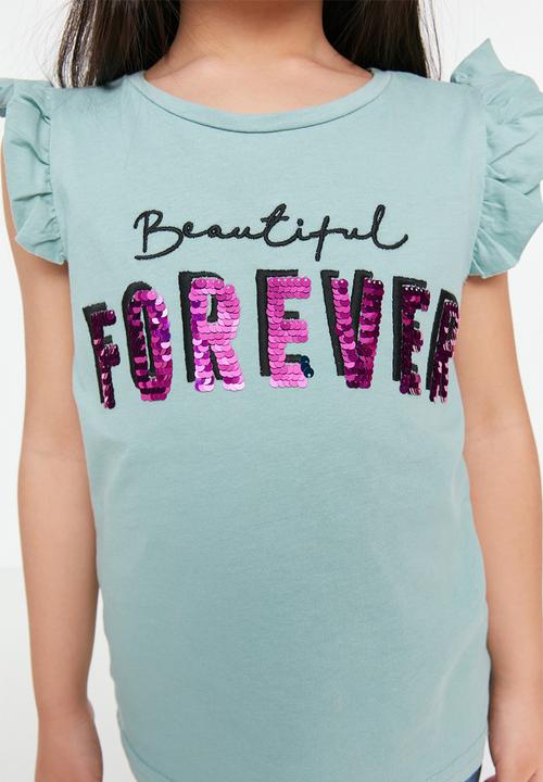 Trendyol - Beautiful forever tee - mint