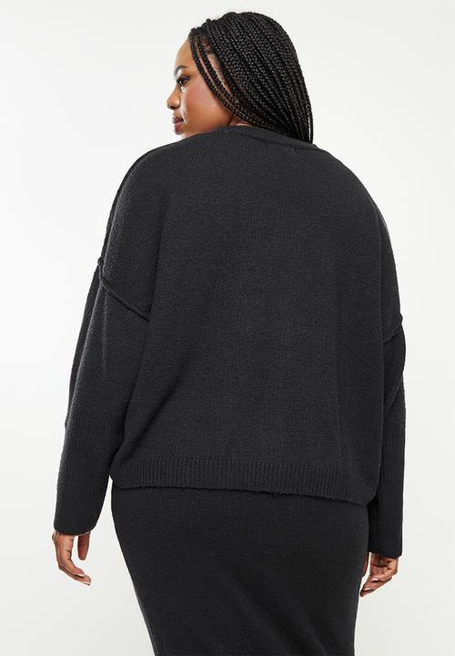 Missguided - Plus recycled seam front jumper co-ord - black