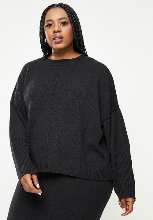 Missguided - Plus recycled seam front jumper co-ord - black