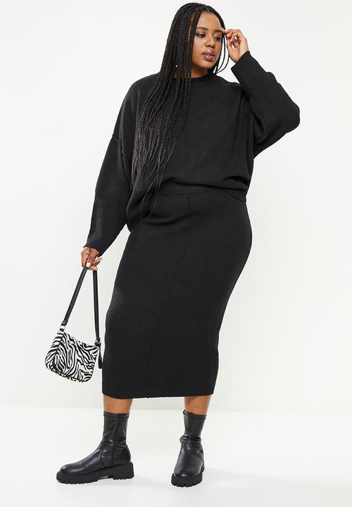 Missguided - Plus recycled seam front jumper co-ord - black