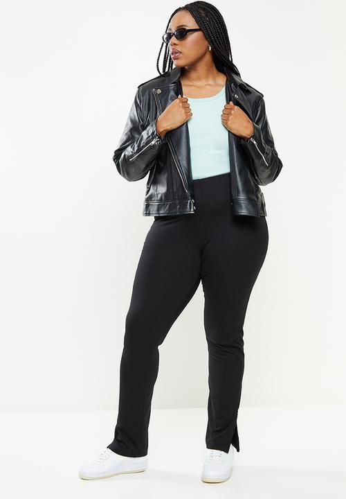 Missguided - Plus jersey split flare hem legging - black