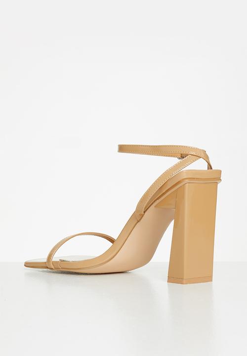 Public Desire - Charlotte square toe heel - camel patent
