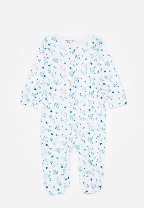 MINOTI - 2-pack baby sleepsuits - white & blue