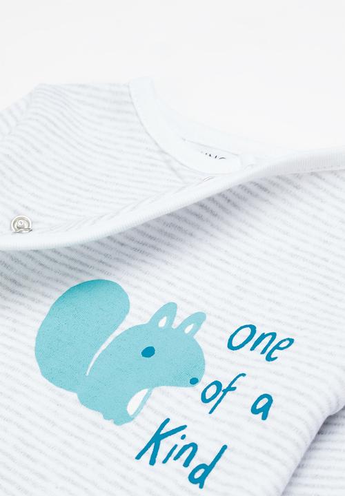 MINOTI - 2-pack baby sleepsuits - white & blue