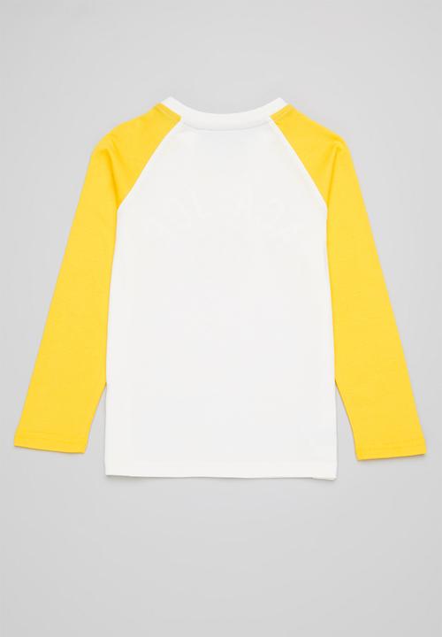 Aca Joe - Aca joe raglan flock tee - white & yellow