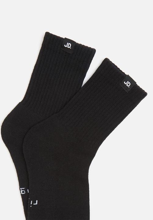 Jonathan D - Men 2 pack branded quarter crew sox - black
