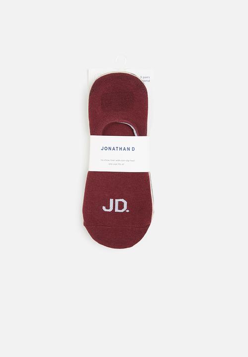 Jonathan D - Men's 3 pack branded secret socks - burg, grey & beige