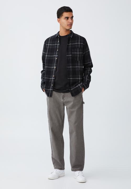 Cotton On - Camden long sleeve shirt - night 70s check