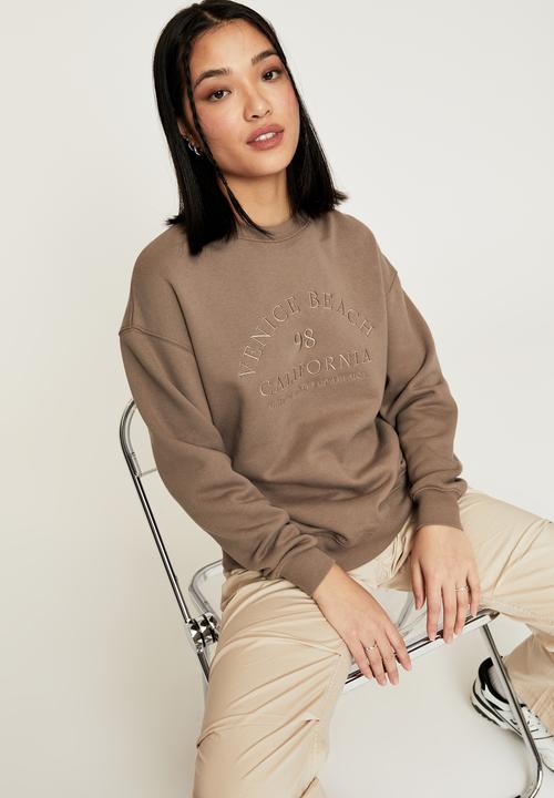 Supré  - Tonya oversized crew jumper - mink brown/98