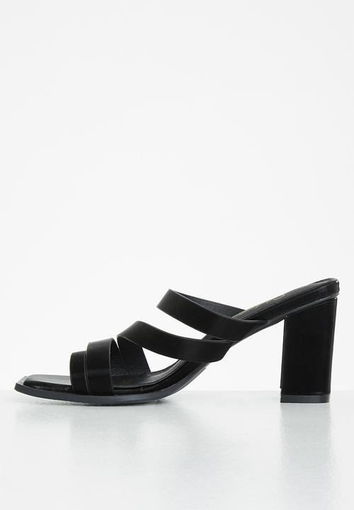 Seduction - Strappy square toe mule heel - black