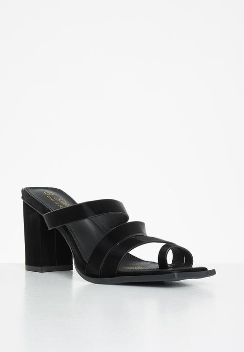 Seduction - Strappy square toe mule heel - black