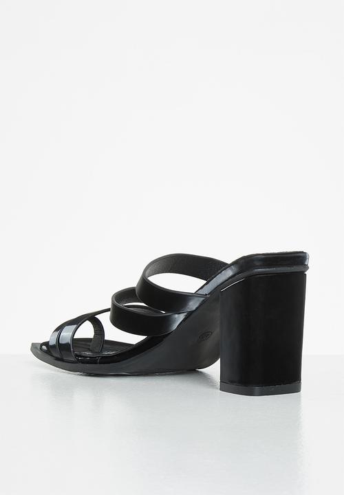 Seduction - Strappy square toe mule heel - black