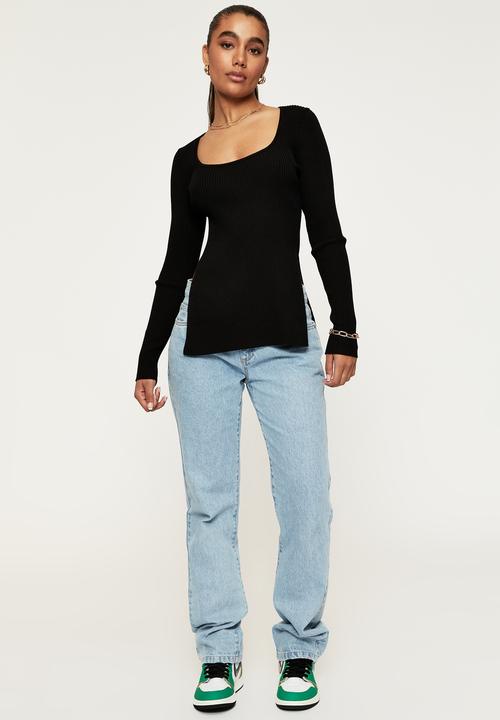 Supré  - Dani split hem knit top - black