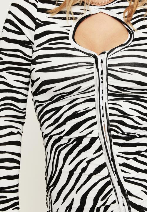 Supré  - Carmen long sleeve mini dress - dua zebra black