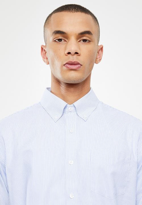 Giordano - Wrinkle free long sleeve shirt - blue & white stripe