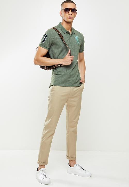 Giordano - 3d lion short sleeve golfer - melange thyme