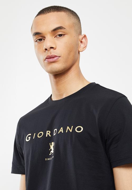 Giordano - Slim fit logo crew neck tee - signature black