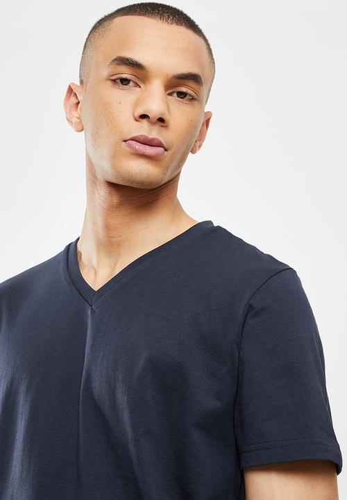 Giordano - Slim fit v-neck short sleeve tee - signature navy