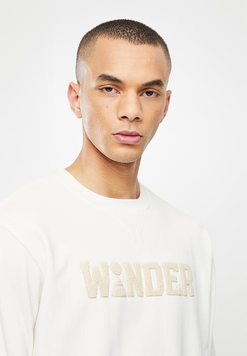 Giordano - Relaxed fit french terry printed sweater - snow white