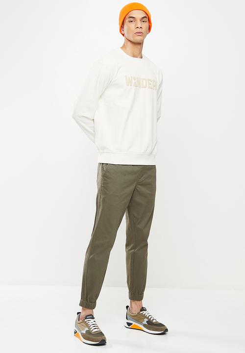 Giordano - Relaxed fit french terry printed sweater - snow white