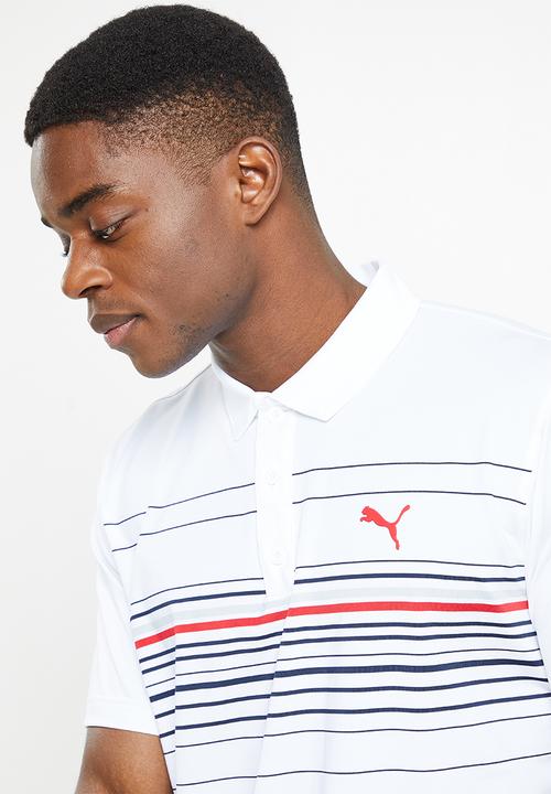PUMA - Mattr Canyon  Golf Polo Shirt - bright white & ski patrol
