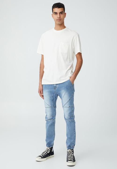 Cotton On - Slim denim jogger - mid blue moto
