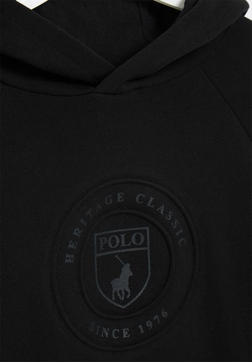 POLO - Boys embossed crest hoodie - black
