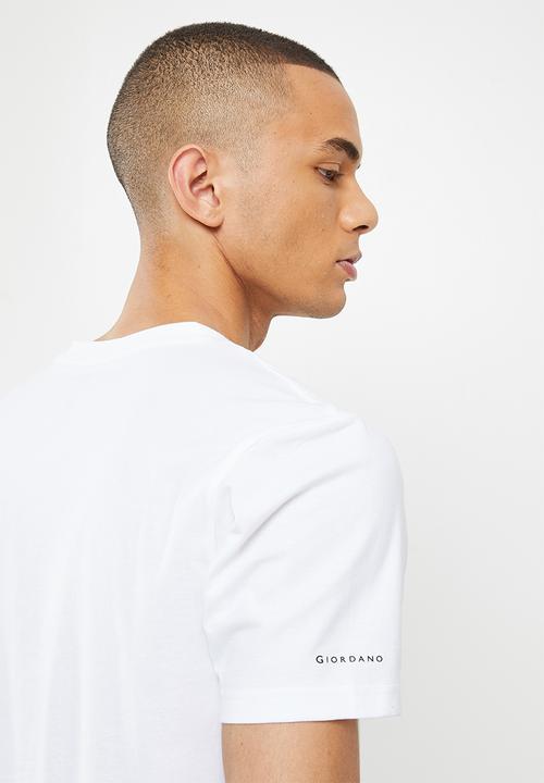 Giordano - Slim fit v-neck short sleeve tee - signature white