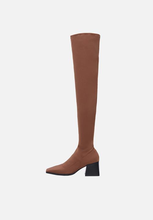 MANGO - Slim high heel boot - brown